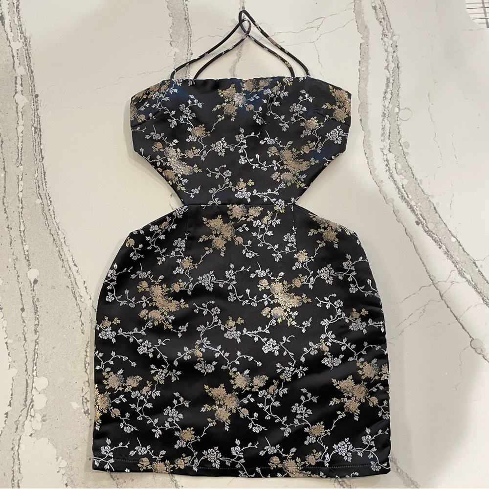 Lioness Steady As She Goes Brocade Floral formal cutout dress size XS